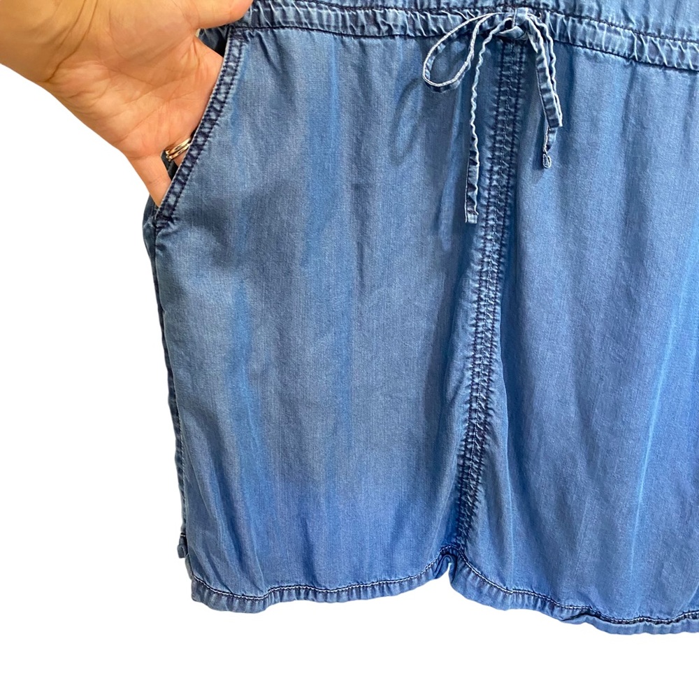 Caslon Chambray Dress Tencel Boho Blue Zips Up Back Small - Picture 6 of 7